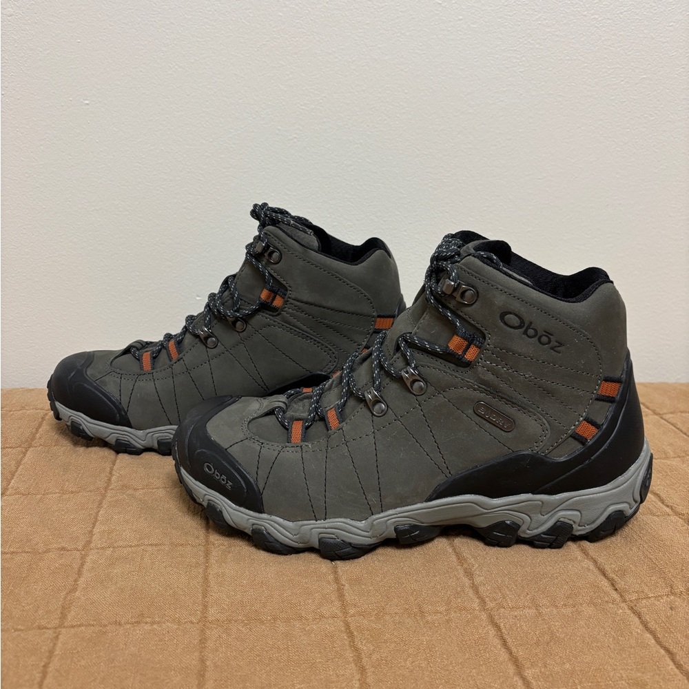 Oboz Green Bridger Mid B-Dry Hiking Boots Waterproof leather Men’s 10.5 WIDE New